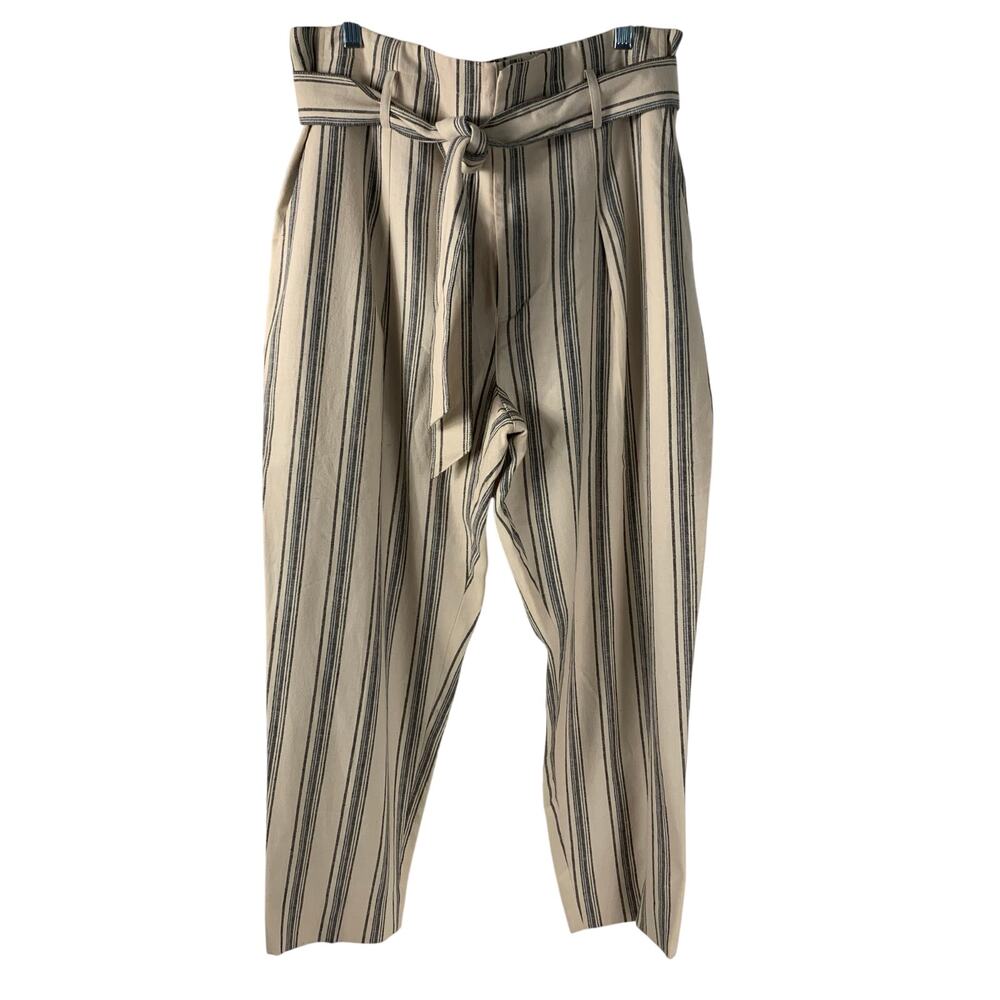 Lauren by Ralph Lauren Women's Pin Stripe Crop Linen Blend Pants Size 12